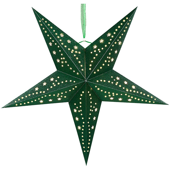 BELIANI - Lot de 2 décorations suspendues LED MOTTI Étoile 45 cm Vert émeraude - large