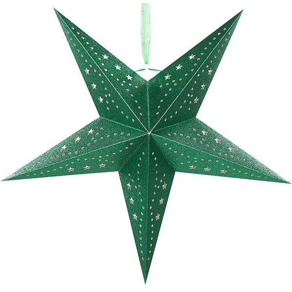 BELIANI - Lot de 2 décorations suspendues LED MOTTI Étoile 45 cm Vert émeraude - large