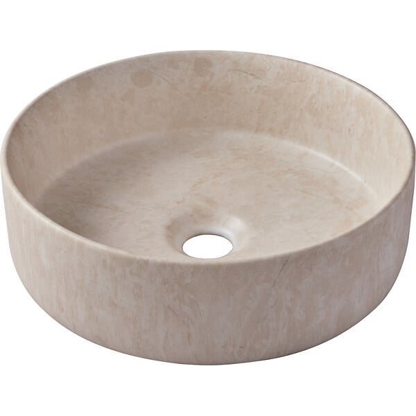 GODART - Vasque à poser ø36 cm - Effet pierre beige - Rebords fins - Andria - large