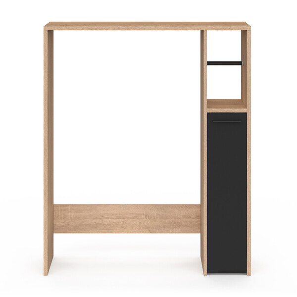 ID MARKET - Meuble dessus WC WALLIS avec placard  façon hêtre et noir - large