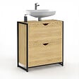 ID MARKET - Meuble sous lavabo salle de bain 2 tiroirs DETROIT design industriel - vignette