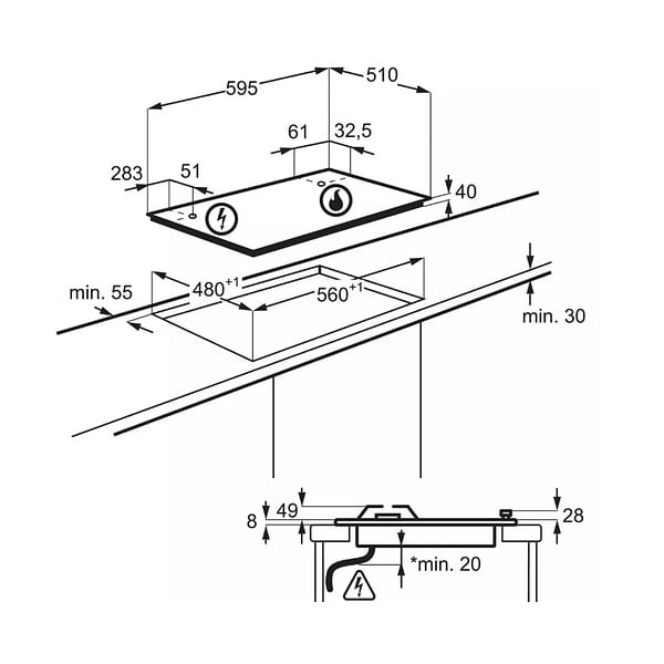 ELECTROLUX - Table De Cuisson à Gaz 60cm 4 Feux - KGS6424SX - large