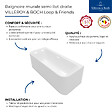 VILLEROY ET BOCH - Baignoire murale semi-îlot Loop & Friends avec bonde et trop-plein blanc - vignette