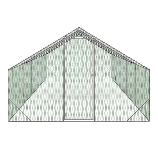 ID MARKET - Enclos poulailler 30m² parc grillagé 10 x 3 M acier galvanisé - large
