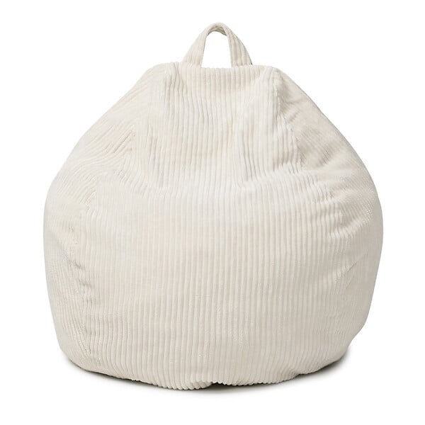 ID MARKET - Pouf poire HORTENSE en velours côtelé beige - large