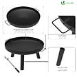 VOUNOT - Brasero Exterieur en Metal avec Grille Tisonnier diametre 60cm noir - vignette