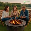 VOUNOT - Brasero exterieur en metal avec grille pare-etincelles tisonnier diametre 81cm noir - vignette