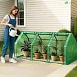 VOUNOT - Mini Serre de jardin avec 3 portes enroulables bache PE renforcee 135g/m2 270x90x90cm Vert - vignette