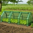 VOUNOT - Mini Serre de jardin avec 3 portes enroulables bache PE renforcee 135g/m2 270x90x90cm Vert - vignette