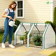 VOUNOT - Mini Serre de jardin avec 2 portes enroulables bache PE renforcee 135g/m2 180x90x90cm Blanc - vignette