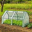 VOUNOT - Mini Serre de jardin avec 2 portes enroulables bache PE renforcee 135g/m2 180x90x90cm Blanc - vignette