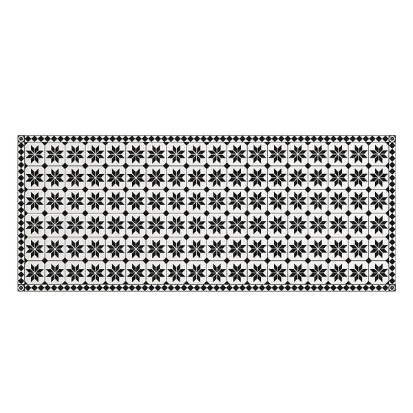 ID MARKET - Tapis en vinyle effet mosaïque noir et blanc 66 x 160 cm - large