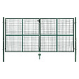 ID MARKET - Portillon de jardin double porte 315 x 150 cm en acier vert avec serrure et poignée - vignette