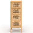 ID MARKET - Meuble d'appoint 4 tiroirs EDHEN 30x30x80 cm chiffonnier pour entrée salle de bain avec cannage - vignette