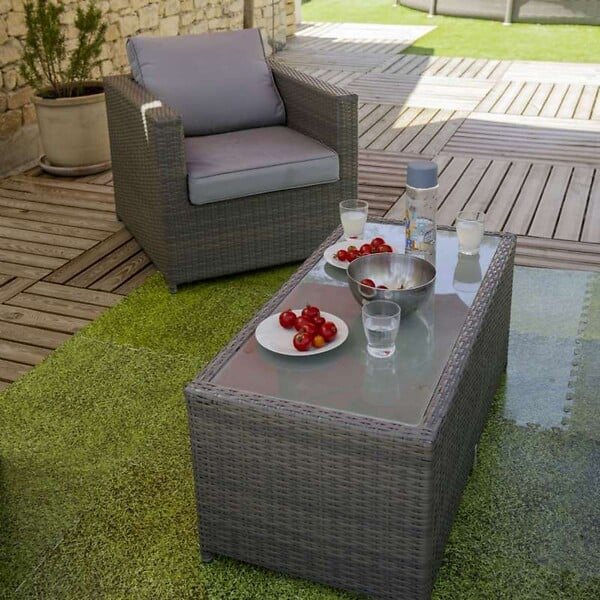 WERKAPRO - Dalle pour piscine imprimé gazon  50x50cm  1cm épaisseur 8 pièces - large
