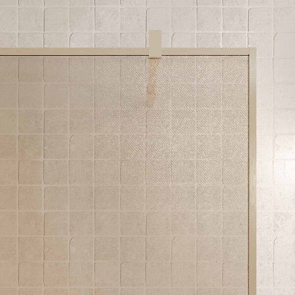 AURLANE - Paroi de douche 140x200cm - Verre feuilleté avec tissu doré - Encadrement Or Brossé - COUTURE - large