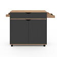 ID MARKET - Desserte de cuisine COSY XXL placard avec tiroir noir et plateaux façon hêtre L.90 CM - vignette