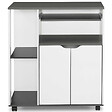 ID MARKET - Desserte de cuisine COSI bois blanc et plateau gris L.76 CM - vignette