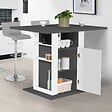 ID MARKET - Ilot central UGO 110 cm plateau bois gris et blanc avec rangements - vignette