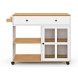 ID MARKET - Desserte de cuisine ACHILLE XXL avec étagère et placard vitré bois et blanc L.100 CM - vignette