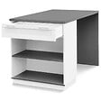 ID MARKET - Ilot central mange-debout 4 personnes VITO 130 cm blanc et plateau gris - vignette