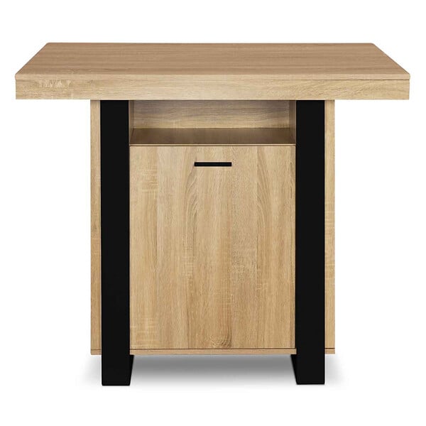 ID MARKET - Ilot central PHOENIX 110 cm bois et noir avec rangements - large