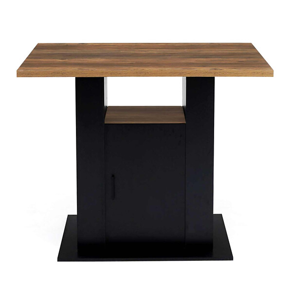 ID MARKET - Ilot central UGO 110 cm bois noir et effet bois foncé HAWKINS avec rangements - large