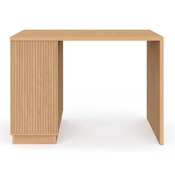 ID MARKET - Ilot central mange-debout 4 personnes JULIETTE 130 cm lattes tasseau bois coloris chêne - large