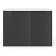 ID MARKET - Ilot central TIBO 120 cm bois noir avec plan de travail effet marbre ALASKA - vignette