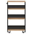 ID MARKET - Desserte de cuisine gain de place HAGA chariot de rangement à étages noir et façon hêtre - vignette