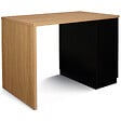 ID MARKET - Ilot central mange-debout 4 personnes VITO 130 cm noir et plateau bois - vignette