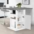 ID MARKET - Ilot central UGO 110 cm plateau effet béton et blanc avec rangements - vignette
