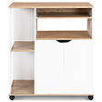 ID MARKET - Desserte de cuisine COSI bois blanc et plateaux façon hêtre L.76 CM - vignette