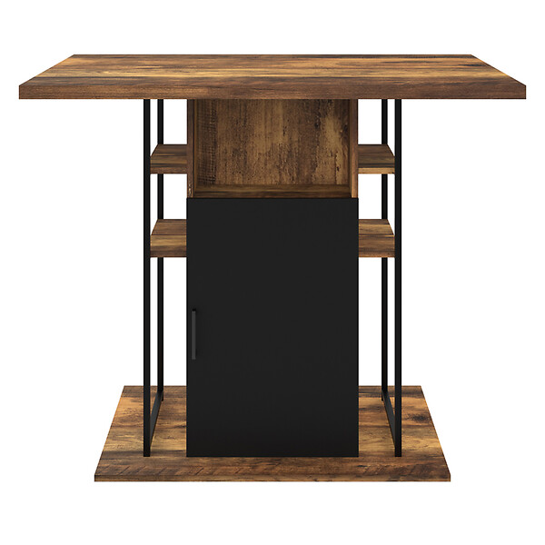 ID MARKET - Ilot central UGO 110 cm bois noir et effet bois foncé HAWKINS avec rangements design industriel - large