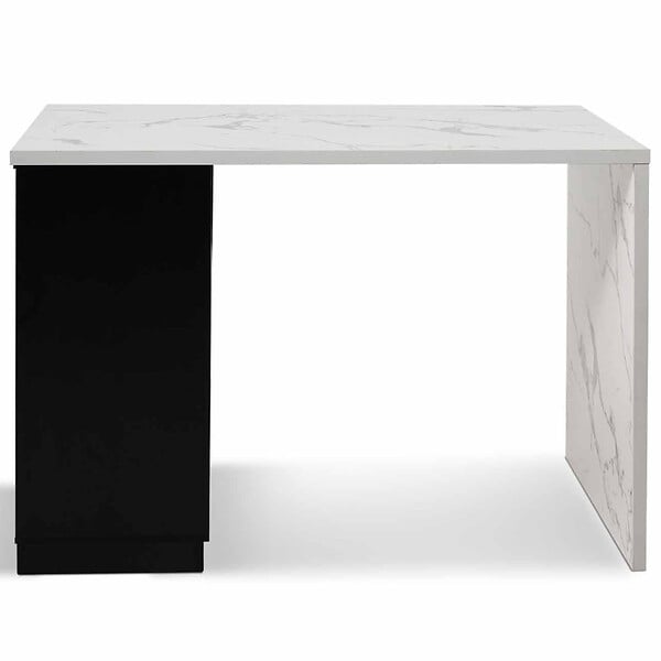 ID MARKET - Ilot central mange debout 4 personnes VITO 130 cm noir et plateau effet marbre ALASKA - large