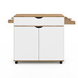 ID MARKET - Desserte de cuisine COSY XXL placard avec tiroir blanc et plateaux façon hêtre L.90 CM - vignette