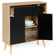 ID MARKET - Meuble de rangement EMMIE scandinave bois et noir avec placard et tiroir - vignette
