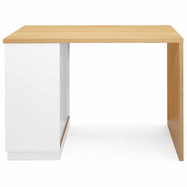 ID MARKET - Ilot central mange debout 4 personnes VITO 130 cm blanc et plateau bois - large
