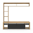 ID MARKET - Ensemble meuble TV et étagères 170 cm MALO bois et placard noir - vignette