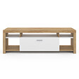 ID MARKET - Meuble TV 140 cm MALO bois et placard blanc - vignette