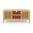 ID MARKET - Meuble TV 110 cm EDHEN 2 portes bois et cannage - vignette