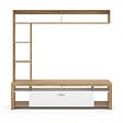 ID MARKET - Ensemble meuble TV et étagères 170 cm MALO bois et placard blanc - vignette