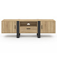 ID MARKET - Meuble TV 160 cm PHOENIX avec rangements bois et noir - vignette