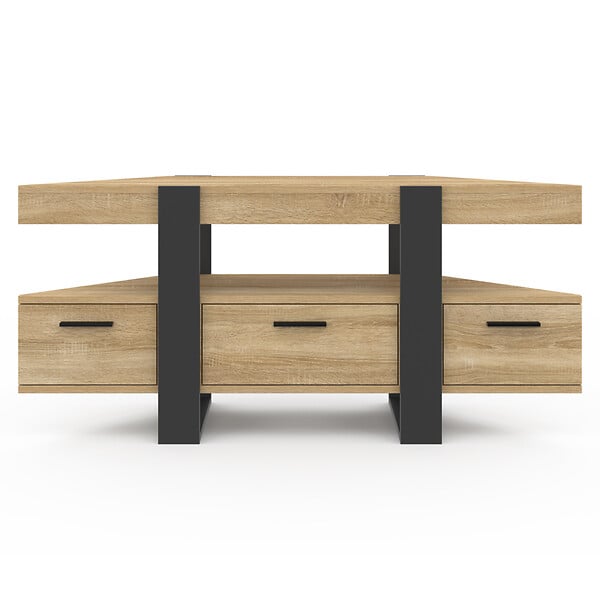 ID MARKET - Meuble TV 110 cm d'angle PHOENIX avec tiroir bois et noir - large