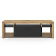 ID MARKET - Meuble TV 140 cm MALO bois et placard noir - vignette