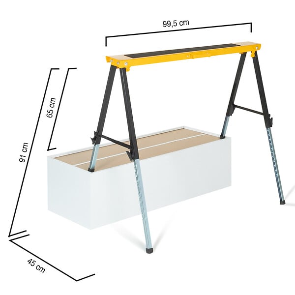 ID MARKET - Lot de 2 tréteaux télescopiques pliables large plateau antiglisse - large