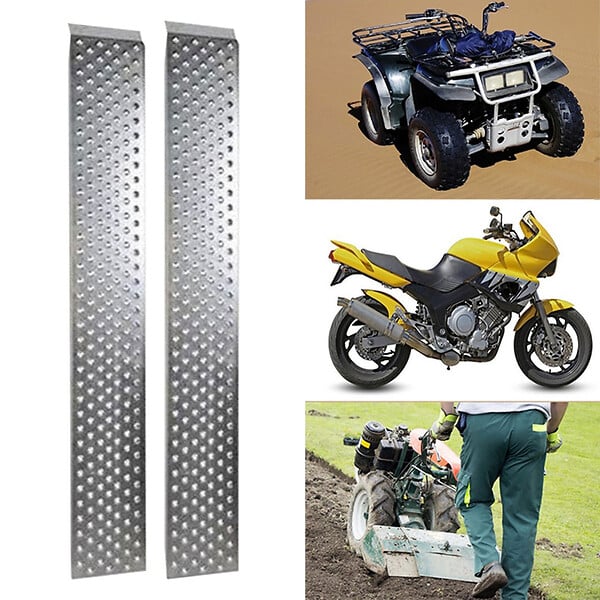 ID MARKET - Lot de 2 rampes de chargement en acier galvanisé - large