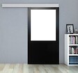 GD MENUISERIES - Porte Coulissante Atelier Noir Vitrée H204 x L73 cm sans meneau, Rail Alu - vignette