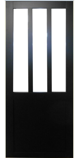 GD MENUISERIES - Porte Coulissante Atelier Noir Vitrée H204 x L93 cm, Rail Alu - large