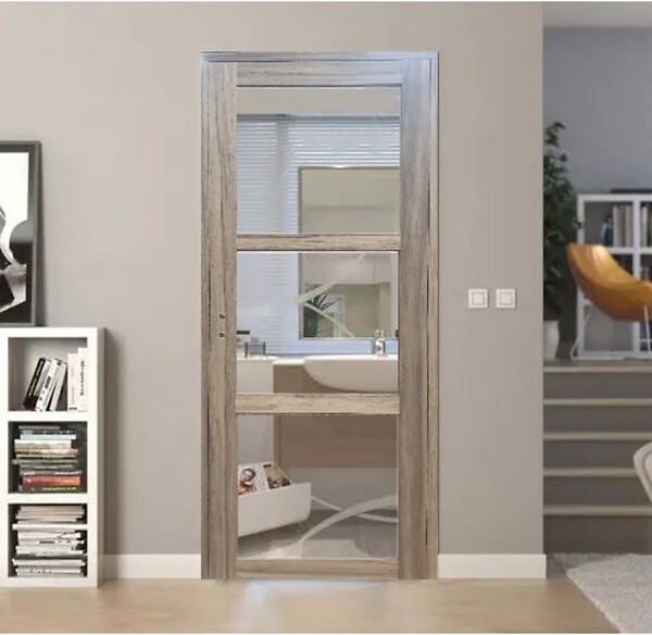 GD MENUISERIES - Bloc Porte bois Frake Vitrage transparent H204 x L73 cm Côte Tableau P.Droit - large